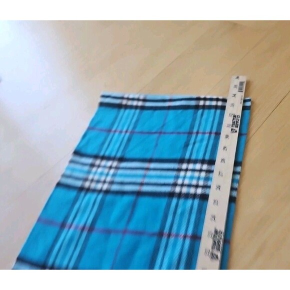 100% Cashmere Scarf Turquoise B&W Plaid Tartan‎ Fringe Made in Scotland Lux EUC - Picture 4 of 5